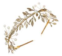 Operitacx Diadema para Boda Hojas Doradas y Perlas, Accesorios Cabello de Novia, Pieza de Pelo Elegante para Fiesta, Aniversario y Despedida de Soltera, Diseño Ligero y Cómodo