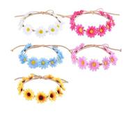 Operitacx Diademas con Flores para Pelo 5 Piezas Pequeñas Margaritas Tejidas, Ligeras y Cómodas, Ideales para Cumpleaños y Festivales Elegantes