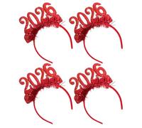 Operitacx Diademas Rojas 4 Piezas Año 2026 Accesorios Ligeros para Fiesta y Photocall en Eventos de Cumpleaños y Celebración de Fin de Año