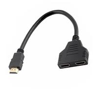 Operitacx Divisor de Vídeo 1080P para Monitor Dual Adaptador Macho a Hembra Amplificador de Vídeo 1 a 2 para Sala de Oficina Tv Proyector Color Negro