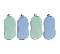 Operitacx Esponja de Baño Doble Cara Material Vegetal para Bebés y Niños, 4 Unidades Exfoliación Delicada y Masaje Adecuado para Ducha y Uso Diario