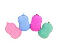 Operitacx Esponjas de Baño Fibras Vegetales Dobles Paquete de 4 para Niños y Adultos para Limpieza Profunda y Producción de Espuma Hogar y Baño