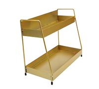 Operitacx Estante para Cosméticos De Hierro Dorado Doble Capa 2 Niveles Resistente Al Agua para Baño y Tocador Organizador para Maquillaje y Artículos De Tocador