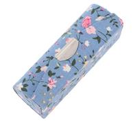 Operitacx Estuche Retro para Pintalabios con Espejo, Caja Portátil Azul de Tela y Plástico con Flores Bordadas Que Protege y Organiza el Lápiz Labial