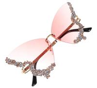 Operitacx Gafas de Sol Divertidas con Diseño de Ala y Montura sin Marco de Resina y Metal para Días Soleados y Fiestas al Aire Libre