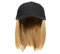 Operitacx Gorra de Béisbol con Peluca para Mujer en Seda de Alta Temperatura Amarilla, Reutilizable Efecto Decorativo Adecuado para Fiestas y Trabajo