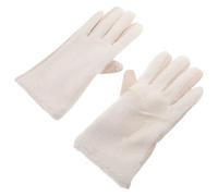 Operitacx Guantes de Invierno para Mujer, Peludos, de Poliéster, Blancos | Manoplas Cálidas Dedos Separados, Suaves Piel, Uso Diario y Actividades al Aire Libre en Invierno
