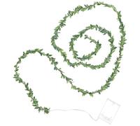 Operitacx Guirnalda Artificial de Hojas Verdes 20 Luces LED para Decoración de Dormitorios y Oficinas, 2 Metros, Iluminación Ambiental Cable de Cobre y Pvc