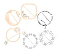 Operitacx Hebillas para Anillos de Bufanda de Aleación 6 Piezas, Decoradas Brillantes Strass, Diseño Delicado para Uso Diario y Banquetes