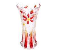 Operitacx Jarrón de Vidrio Rojo Engrosado Base Plana y Pulido Manual, Contenedor Estable para Flores Adecuado para Oficina y Decoración de Escritorio