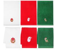 Operitacx Juego 6 Toallas Faciales Navideñas De AlgodóN 18X12.6 Pulgadas Absorbentes Y Suaves para BañO Cocina DecoracióN Festiva con Bordado TemáTico