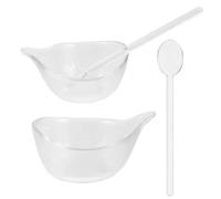 Operitacx Juego de 1 Cuenco Grande y 1 Pequeño para Mezclar Mascarillas Faciales, Cuencos de Vidrio Transparentes con 2 Cucharas para Tratamientos Faciales en Salón y Uso Profesional
