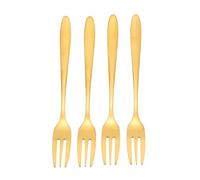 Operitacx Juego de 4 Tenedores para Fruta Dorados de Acero Inoxidable, Horquillas de Tres Dientes Resistentes y Antióxido para Aperitivos y Ensaladas en Vida Diaria