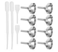 Operitacx Juego de Embudos para Manejar Líquidos y Rellenar Botellas Pequeñas Pequeños de Metal Plata con Goteros en Cocina y Perfumería