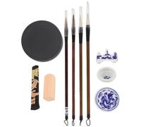 Operitacx Juego de Pinceles de Tinta para Caligrafía China, Piedra de Tinta China Ligera, 11 Piezas, Kit de Práctica para Estudiantes, Pincel de Escritura Portátil para Artes y Dibujo