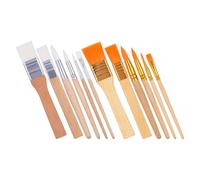 Operitacx Juego de Pinceles para 12 Piezas Cabezal y Amarillo, Pinceles de Madera y Nylon para Acuarela, Pintura al Óleo y Manualidades Escolares Diarias