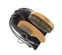 Operitacx Kit Cuidado Barba para Hombre 4 Piezas Tijeras, Peine de Madera de Haya y Cepillo Flexible, Accesorios para Afeitado y Peinado Diario, Uso Profesional y Portátil