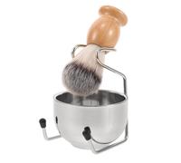 Operitacx Kit de Afeitado Húmedo para Hombres Brocha de Nylon de Mango Original y Cuenco de Acero Inoxidable, Soporte Metálico Resistente, Herramientas de Afeitado para Cuidado Facial