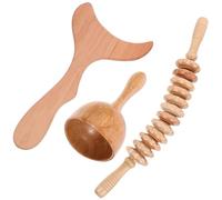 Operitacx Kit de Masaje Corporal Herramientas de Madera, Incluye Rodillo y Tabla de Masaje para Uso en Hombros y Cuello, Masajeador Portátil para Adultos