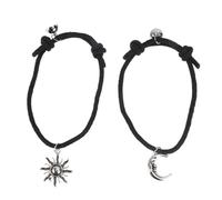 Operitacx Kit de Pulseras Magnéticas para Parejas Diseño de Estrella y Luna, Cuerda Tejida Negra Ajustable, Obsequio Adecuado para Eventos y Ocasiones Obsequios