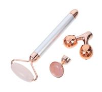 Operitacx Kit de Rodillo Facial de Cristal y Aleación de Jade Natural para Reducir Ojeras y Estimular Circulación en Piel del Rostro