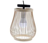 Operitacx Lámpara Colgante De Bambú Tejida, Farol De Madera 20x23 Cm, Luz Led 15w Incluida, Estilo Chino Tradicional Para Salón De Té, Restaurante y Decoración Hogareña