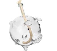Operitacx Lámpara de Aceite de Vidrio Recargable Adecuado para Bodas y Festivales Diseño de Cerdito Caricatura Decoración Delicada Hogar