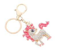 Operitacx Llavero de Unicornio Gemas de Imitación para Mochila y Bolso, Colgante Rosa de Aleación de Zinc Diseño Creativo y Funcionalidad como Porta Llaves