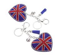Operitacx Llaveros De Londres Rinestono Union Jack Keychain 2Pcs Heart Forma Flagación Británica de Llave Brillante Unido Cadena de Llave de Charmón Elizabeth Platinum Jubilee 2022 Londres Llaveros