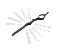 Operitacx Maquinilla de Afeitar Manual para Cortar el Cabello, Cuchillas de Metal Afiladas, 1 Unidad Negra con 10 Cuchillas de Recambio, Herramienta Profesional para Peluquería y Barbería