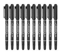 Operitacx Marcadores Permanentes para Tatuajes 10 Piezas Punta Delgada 0.6mm y Punta Gruesa 1.2mm, Marcador de Microblading Negro de Plástico para Uso Profesional en Salones