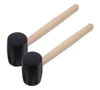 Operitacx Mazo de Goma 2 Piezas Mango de Madera, Martillo para Carpintería y Camping, Cabezal Blando para Protección de Pisos y Azulejos, Herramienta Manual Versátil para