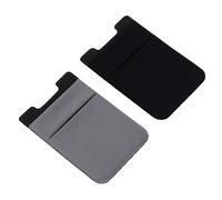 Operitacx Monedero Adhesivo para Teléfono Móvil para Uso Diario, Soporte Doble Capa de Cuero Duradero, Bolsillo Trasero Fino y Flexible en Negro y Gris Oscuro, Compatible Varios Modelos