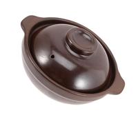 Operitacx Olla de Cerámica para Cocinar Sopa de Arroz 600ml Asas Dobles Diseño Liso Adecuado para Cocina Casera y Estofados