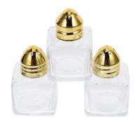 Operitacx Organizador Botellas 3 Contenedores de Especias de Vidrio de 15 Ml Tapa de Acero Inoxidable Dorado Fácil Control y Almacenamiento en Cocina