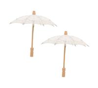 Operitacx Paraguas para Novia Mini de Encaje y Madera, 2 Unidades, Sombrilla Decorativa para Sesión Fotográfica de Boda, 15 CM de Diámetro