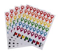 Operitacx Pegatinas de Mapa de Ubicación Autoadhesivas, 280 Unidades en 5 Hojas, Etiquetas Indicadoras Coloridas para Marcar Zonas de Acampada, Viajes y Planificación, Adhesivo