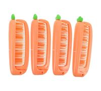 Operitacx Peines Plegables para 4 Pcs Dientes Finos, Diseño de Zanahoria Naranja, Cepillo Portátil para Viaje y Uso Diario, Cuidado del Cabello Infantil, Fácil Transporte