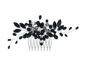 Operitacx Peineta de Cristal Negro para Novia, Accesorio de Boda Cristales, Tocado Delicado para Dama de Honor y Fiesta, Peine Lateral Elegante para Peinados Obsequios