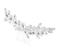 Operitacx Peineta de Novia Plateada Artesanal Gemas de Imitación, Peine de Velo para Boda, Accesorios Cabello de Dama de Honor y Novia, Diseño Ligero y Seguro para Eventos Formales