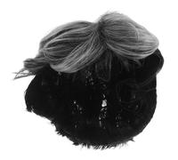 Operitacx Peluca Corta Gris Plateada para Hombre Efecto Degradado, Tupé Masculino Rizado Sintético Resistente al Calor, Adecuado para Cosplay, Disfraces y Fiestas