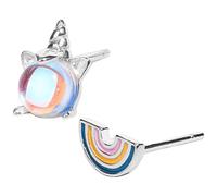 Operitacx Pendientes Asimétricos de Unicornio y Arcoíris de Aleación Creativa para Niñas y Mujeres para Fiestas y Festivales