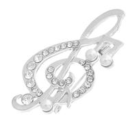 Operitacx Pin de Suéter Nota Musical y Perla para Mujer, Aleación Plata, No Se Deforma ni Desvanece, Accesorio Único para Vestidos y Pañuelos en Uso Diario