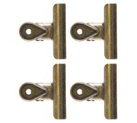 Operitacx Pinzas Vintage de Metal 65 Mm 4 Unidades, Clips de Bisagra Estilo Bulldog Retro para Oficina, Etiquetas, Bolsas de Comida y Manualidades