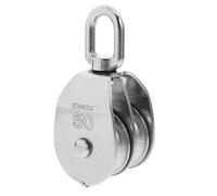 Operitacx Polea de Rueda Doble de Acero Inoxidable para Montaje en Pared y Techo, Capacidad Máxima 400 Kg, Rendimiento Estable y Reducción de Vibración para Uso Industrial y Mudanzas