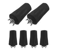 Operitacx Puntas de Hielo para Bastones de Trekking 6 Piezas Negras con Púas Metálicas Antideslizantes, Fundas Protectoras Aplicables para Bastones y Muletas de 7/16 Diámetro,