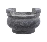 Operitacx Quemador de Incienso de Piedra Tallada con Diseño de Doble Asa Negro y Base Ancha para Altares de Templo y Uso Interior