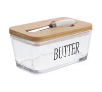 Operitacx Recipiente de Vidrio Diseño Elegante con Tapa de Bambú y Cuchillo , Cierre Hermético Contenedor Versátil para Guardar Manteca para Cocina y Refrigerador