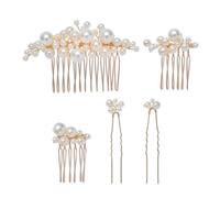 Operitacx Set de 5 Peinetas Laterales de Perla Doradas para Novia, Horquillas y Peines de Aleación, Accesorios Cabello Elegantes, Ideales para Bodas y Eventos Obsequios