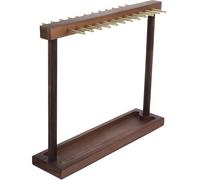 Operitacx Soporte de Joyería de Madera Maciza Envejecida 24 Clavijas Doble Cara, Organizador para Collares y Pendientes, Tamaño Pequeño Color Nogal, Expositor de Mesa para Accesorios